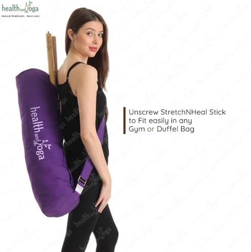 HealthAndYoga™ StretchNHeal Collapsible Multi-Use Wooden Yoga Stick - Regular and XL - Portable Posture Corrector Pole, Stretch Mobility Stick, Physical Workout Exercise Dowel