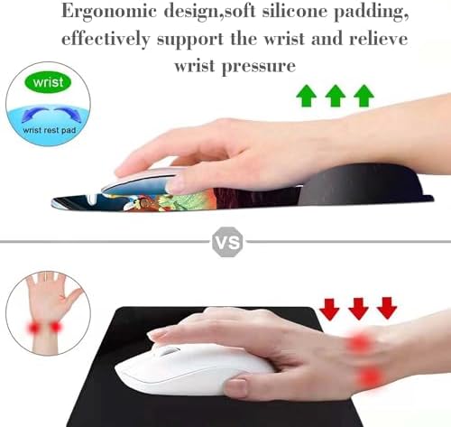 Black Ergonomic Mouse Pad with Wrist Support, Non-Slip Rubber Base, Anime Design, Pain Relief for Office & Home, Gaming Mouse Pads for Desk