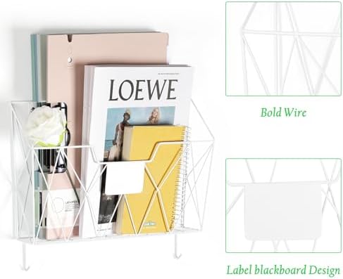 Wall File Organizer for Office, 6 Pack Metal Wall Baskets Wall File Holder