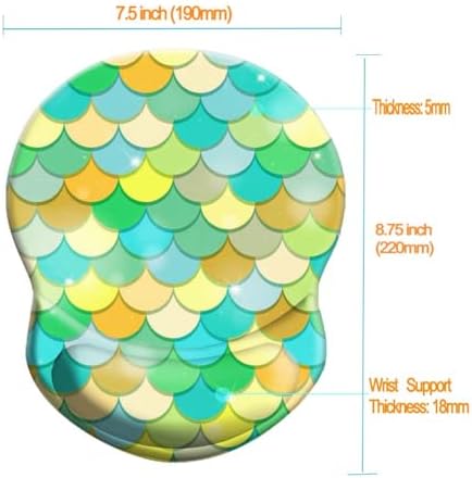 Wrist Support Mouse Pad Anti Slip Rubber Wrist Rest Mousepad 8.75in X7.5in Small Desktop Notebook Mouse Mat for Working and Gaming (Green Mermaid Wrist)