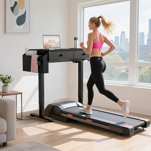 KLUVIS Electric Standing Desk with Drawers, 32 Inch, Black