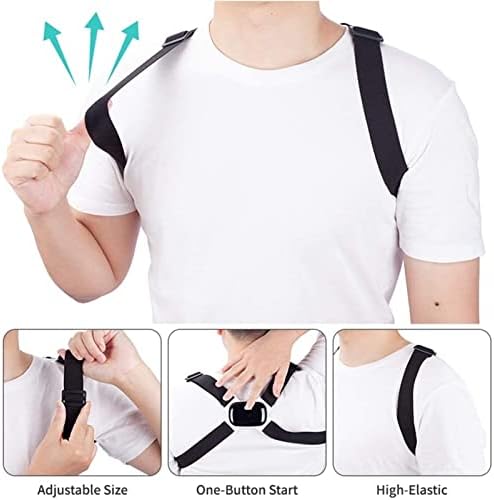Posture Corrector Smart Sensor Corrector Men Women, Full Back and Neck Support Adjustable Straps with Smart Sensor Vibration Reminder Back Posture (Color : Black)