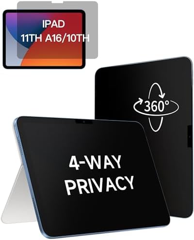 IPROKKO 360° Privacy Matte Screen Protector for iPad A16 11th 11-inch (2025) & 10th Generation 10.9-inch (2022) , 4-Way Anti Spy Glare Blue Light Tablet Filter [Compatible with Apple Pencil & Face ID, Easy Install]