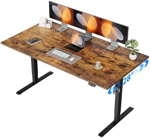 Agilestic 63*28 Inch Height Adjustable Electric Standing Desk, Rustic Brown