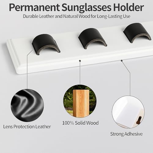 2 Pack Wooden Sunglasses Organizer Holder Wall Mounted