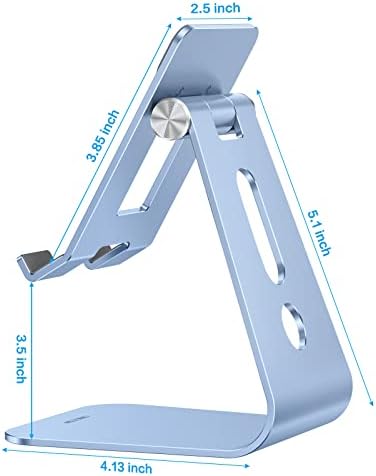OMOTON Adjustable Tablet Stand for Desk, Upgraded Longer Arms for Greater Stability, T2 Tablet Holder with Hollow Design for Bigger Sized Phones and Tablets Such as iPad Pro/Air/Mini, Blue