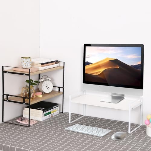 YGYQZ Desk Shelf Organizer, 1-Tier Desktop Bookshelf, White