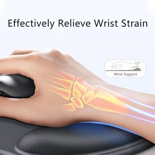 Ergonomic Mouse Pad with Wrist Rest, Gel Wrist Support Mousepad, Pain Relief Laptop Computer Mouse Pad, Non-Slip Mouse Pads for Office & Home (Grey)