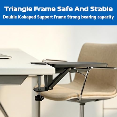 Arm Rest for Desk Elbow Support Black 9.57 x 4.8 Inch,Foldable Computer Desk Armrest Extender Tray,Ergonomic Relieve Stress,Eliminate Pain,Reduce Office Occupational Chronic