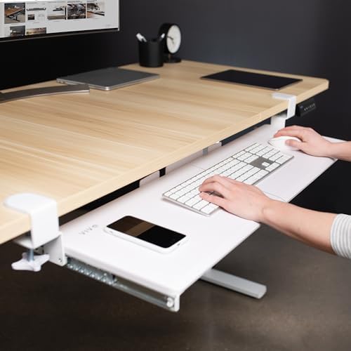 VIVO White Extra Large Clamp-on 34 x 11 in Keyboard Tray, MOUNT-KB15EW