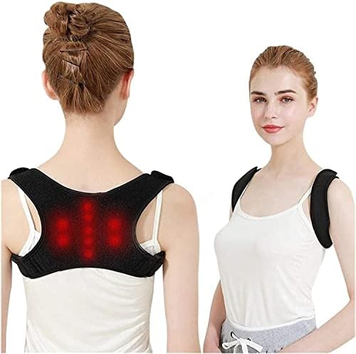 Posture Corrector Upper Adjustable Back Kyphosis Correction Belt Men Women Magnet Self-Heating Clavicle Support Back Straight Shoulders Brace Strap Back Posture (Color : Black, Size : Large)