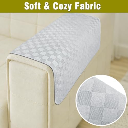 Couch Arm Covers, Sofa Arm Covers, Waterproof Armrest Cover for Sofa, Loveseat, Armchair, Anti-Slip Recliner Arm Cover, Headrest Cover, Arm Chair Covers Set of 2 (Light Gray, 24"×24")
