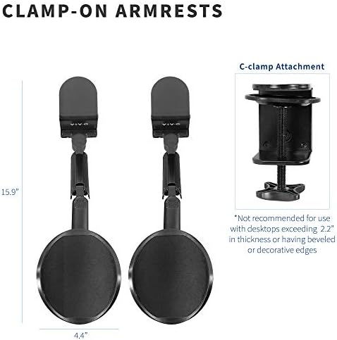 VIVO Black Clamp-on Adjustable Arm Rests, 2 Pack, MOUNT-ARM02P