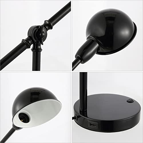 JONATHAN Y Curtis Task Lamp 20.25" Industrial Metal Adjustable USB, Black