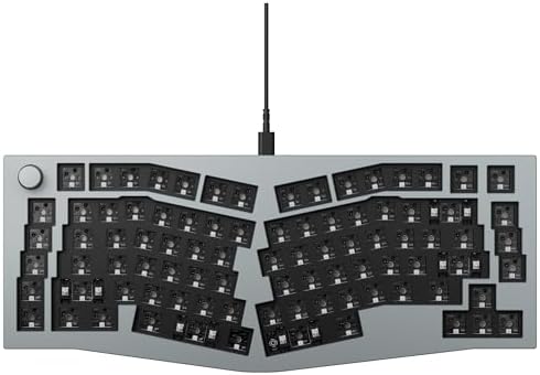 Keychron Q10 QMK Custom Mechanical Keyboard Barebone, 75% Alice Layout Ergonomic CNC Aluminum Case, Hot-swappable RGB Backlight, Programmable Knob & Macro Keys, Wired USB-C, Mac Windows Linux, Grey