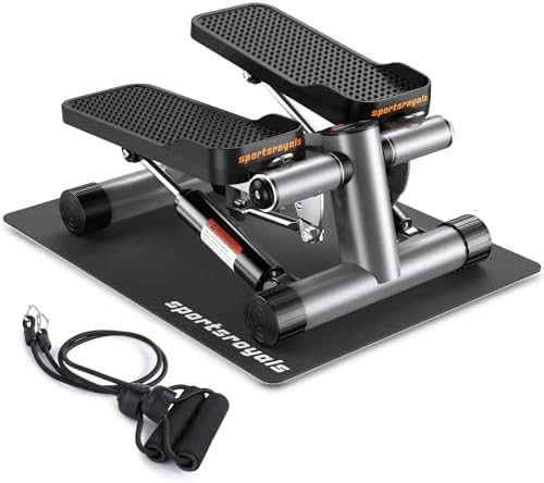 SPORTSROYALS Stair Stepper,Twist/Mini Stepper for Exercise at Home,Step Machine with Resistance Bands for Full Body Workout, 350lbs+ Capacity