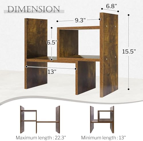 Jerry & Maggie Adjustable Wood Desktop Display Shelf Natural Wood Tone