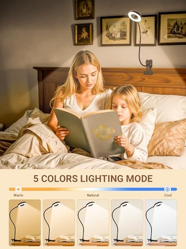 Clip on Lamp,5 Colors+10 Brightness Memory LED Desk Lamp with Clamp Light