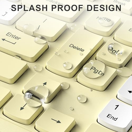 Wireless Keyboard and Mouse Combo Silent for Office and Home(Yellow-B)