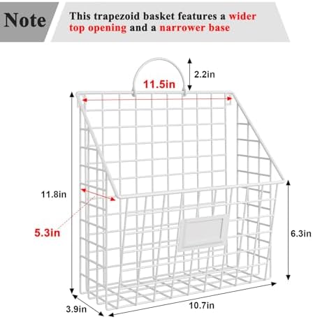 4 Packs Hanging Wall File Organizer with Hooks, Magazine Rack ,Mail Basket