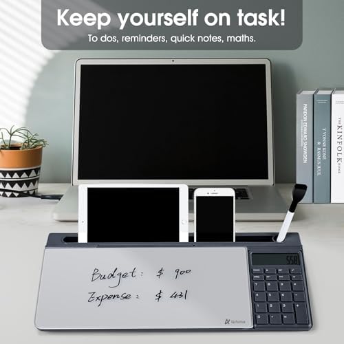 Varhomax Glass Desk Whiteboard with Calculator