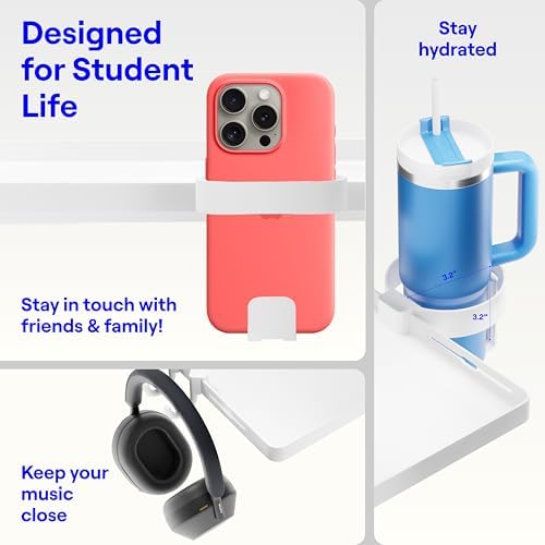 BedShelfie Bedside Shelf for Dorm Room - Dorm Essential, White
