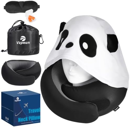 Travel Pillow - Hooded Neck Pillow Airplane Memory Foam Filling