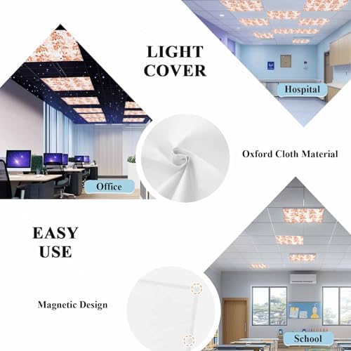 Orange Flower Magnetic Fluorescent Light Covers for Ceiling Lights 2 x 4 Feet,Flower Floral Botanical Spring Summer Office Classroom Kitchen Drop Ceiling Light Covers Lighting Filters Shade 2 Packs