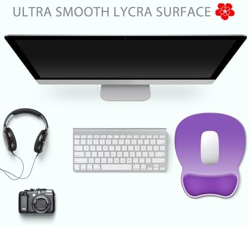 Ergonomic Mouse Pad with Wrist Rest, Comfortable Gel Concave Mouse Pad with Non-Slip Base, Pain Relief Mouse Pads with Smooth Wrist Support for Office & Home (Gradient Purple)