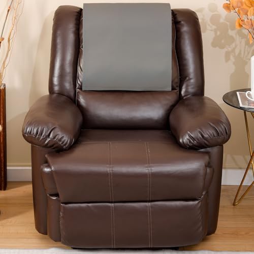 Non Slip Recliner Headrest Protector Washable Faux Leather Headrest Covers for Recliner Chair Waterproof Couch Head Rest Covers for Sofa,Furniture,Office Chair,Theater Seat (Grey)
