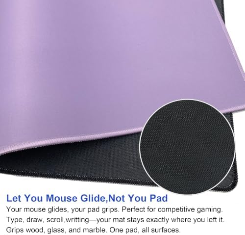 Large Gaming Mouse Pad, Non-Slip Rubber Base, [27.5x11.8IN] Computer Desk Mat for PC, Mac, Laptop - Stitched Edges and Smooth Surface for Office, Home, Work-70x30 LightpurpleJ