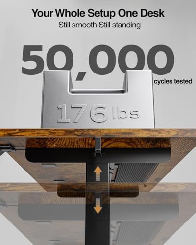 Acrolix 55x24 Electric Standing Desk with Cable Net, Rustic Brown