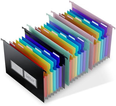 ThinkTex Plastic Expanding Hanging File Folders, 7 * 1.2" Accordion Pockets