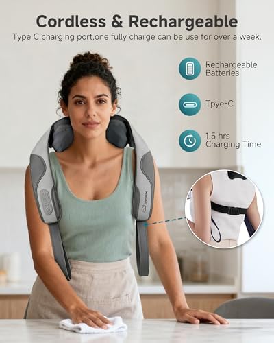 2026 Cordless 4D Shiatsu Neck and Shoulder Massager With Heat Pain Reilef
