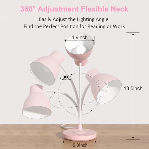 LED Desk Lamp for Home Office with Wireless Charger, Pink