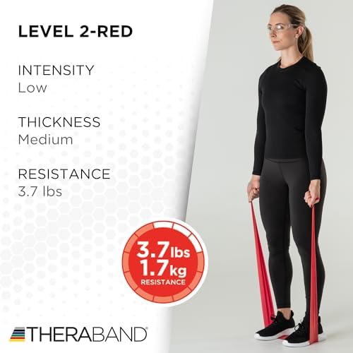 THERABAND Professional Resistance Band, Red Level 2 Medium, 5 ft Exercise