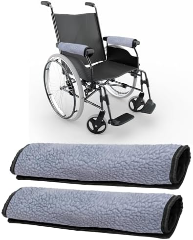 AHIER Wheelchair Armrest Pads, 2PCS Sheepskin Fleece Wheelchair Armrest Covers, Non Slip Arm Rest Cover Cushion pad for Wheelchairs (Blue)