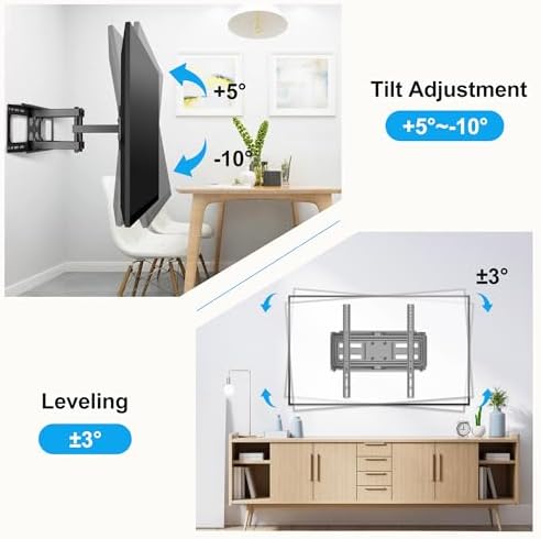 XINLEI Full Motion TV Wall Mount for Most 26"-70" Flat/Curved TV, Swivel Tilt Bracket with Articulating Dual Arms, Support 100lbs, Max VESA 400x400mm, Fits 12”/16" Wood Stud (MA570)