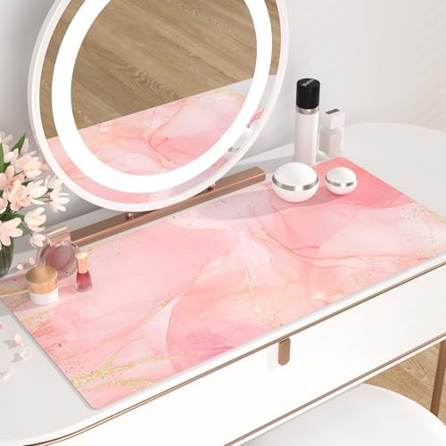 QIYI PU Leather Large Mouse Pad, Waterproof Desk Mat, 31.5" x 15.7", Pink