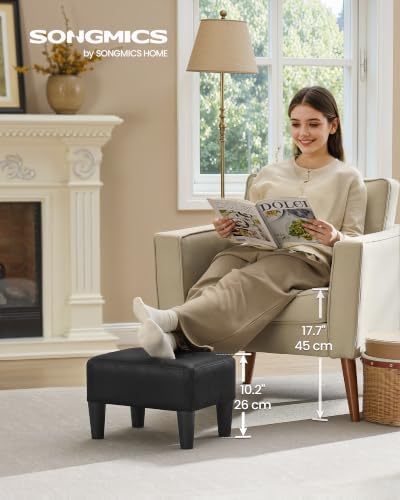 SONGMICS Storage Ottoman, PVC Leather Footrest with Hidden Storage