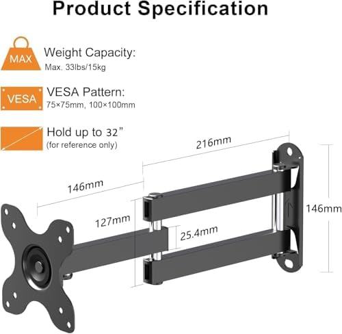 2 Packs TV Wall Mount, Bracket for Most 13-32 inch LED, LCD Monitor and Plasma TVs, Max VESA 100x100mm by XINLEI (MA1330-2)