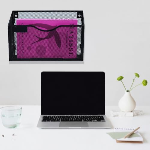 1 Pocket Mesh Wall File Holder Organizer Office Hanging File Folder Magazine Rack (Black)