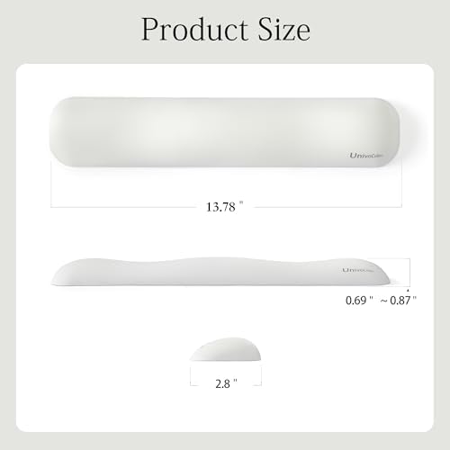UnivoColors Design-Medium Wave Keyboard Wrist Rest of Medium, Artificial Sheepskin+Memory Foam+Ergonomic+Anti-Slip Gel, Resilience Support During Work and Gaming,Keyboard Accessory,White