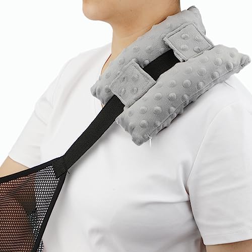 Neck Pad Strap Cushion Pillow for Arm Sling Comfort Shoulder Support Pad Rotator Cuff Replacemet Surgery Elbow Brace Carry Padded Cover Broken Wrist Hand Injury Cast, Minky Dot Light Gray