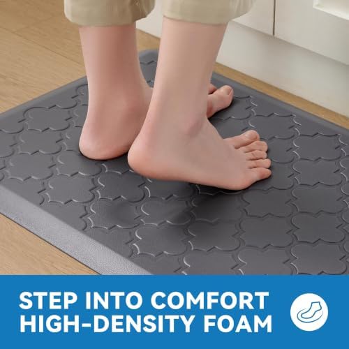 Kitchen Mats for Floor, Cushioned Anti Fatigue Mat, Non-Slip, Grey