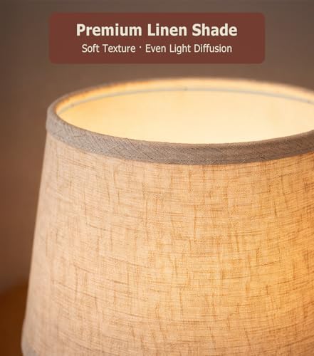 JOOFO Mid Century Wood Table Lamp with Pull Chain, Bedside Lamp.