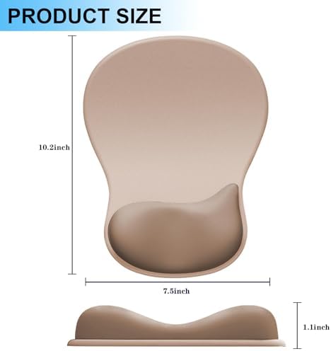 Ergonomic Mouse Pad with Gel Wrist Support, Comfortable Wrist Rest Mousepad with Non-Slip PU Base for Pain Relief, Desk, Home & Office(Brown)