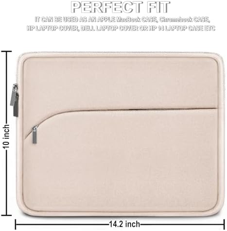 Laptop Sleeve 14 inch, Slim Portable Monitor Protective Cover with Front Pocket, Traveling Carrying Laptop Case Compatible for MacBook Air/Pro, HP, Dell, Lenovo, Acer, Light Pink