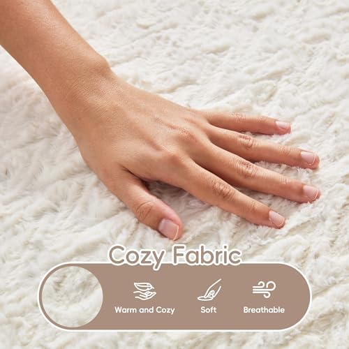 Hobestluk Adult Bean Bag Chair Memory Foam Faux Fur, Chevron White Medium