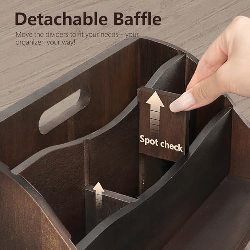 Acacia Wood Mail Organizer: Desktop Organizer for Storage, Dark Brown